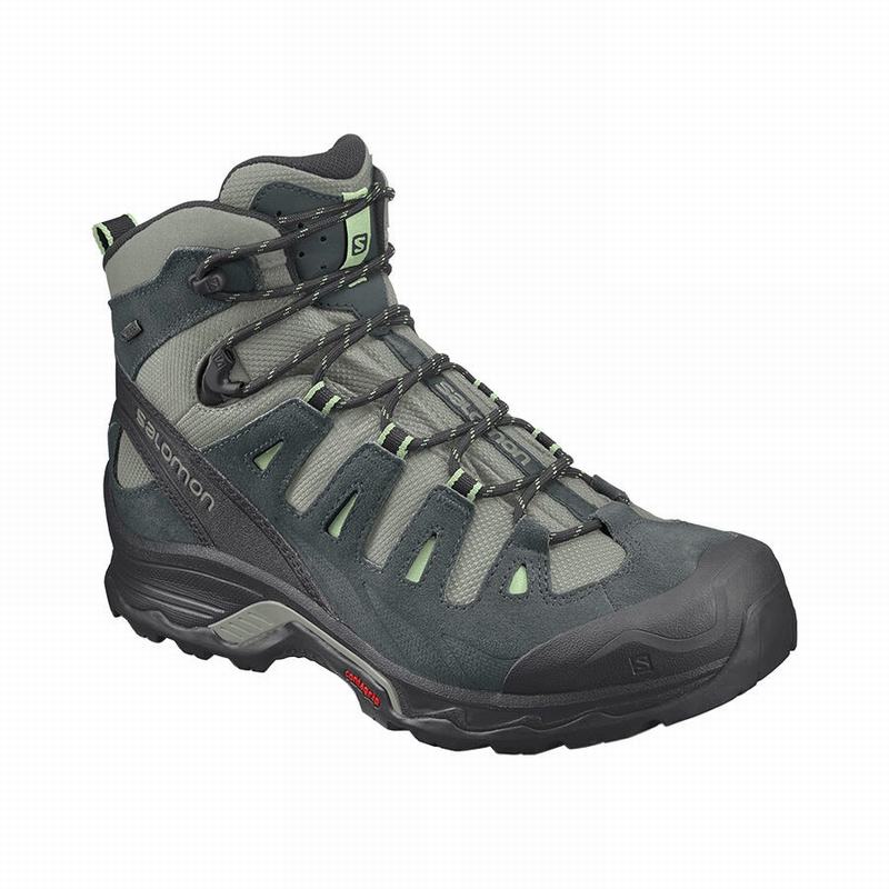 Salomon Singapore Womens Hiking Boots - QUEST PRIME GTX W Grey/Green | 59307-QWDY